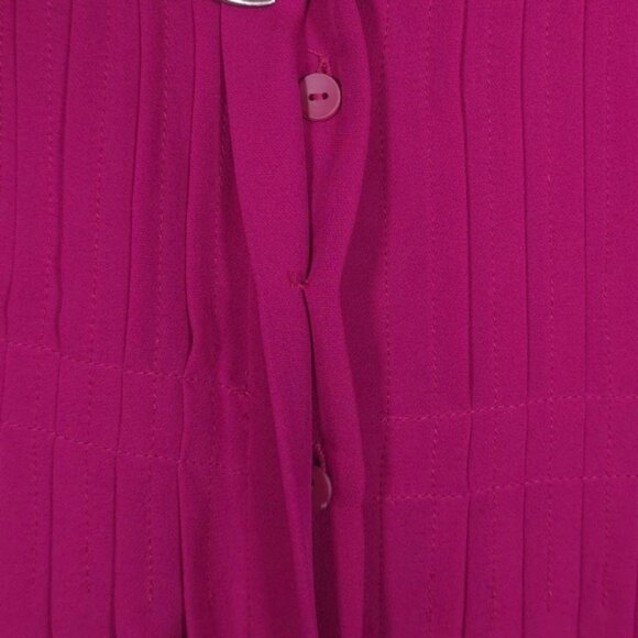 Theory Women's Top 100% SILK Pleated MEDIUM Shirt Hidden Button LS Pink Fuchsia - Picture 7 of 10